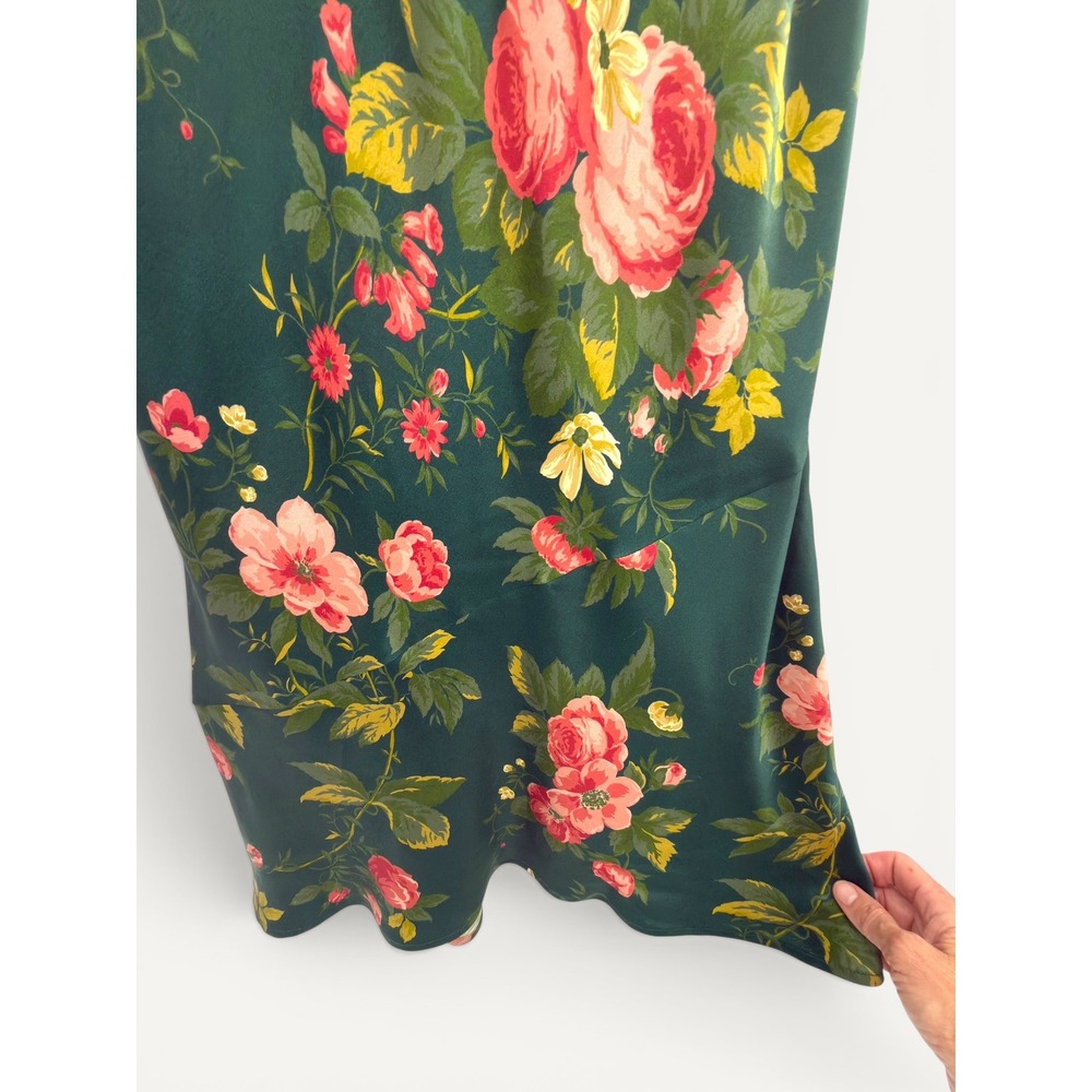 Reformation 100% Silk Floral Slip Dress Green Rose S Elegant Luxury Feminine - Picture 8 of 12
